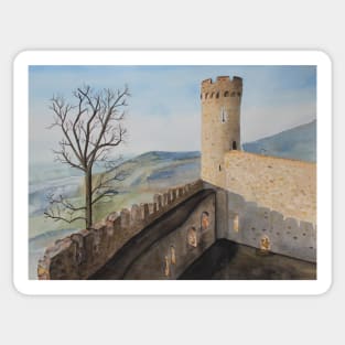 German Castle Watercolor Painting Sticker